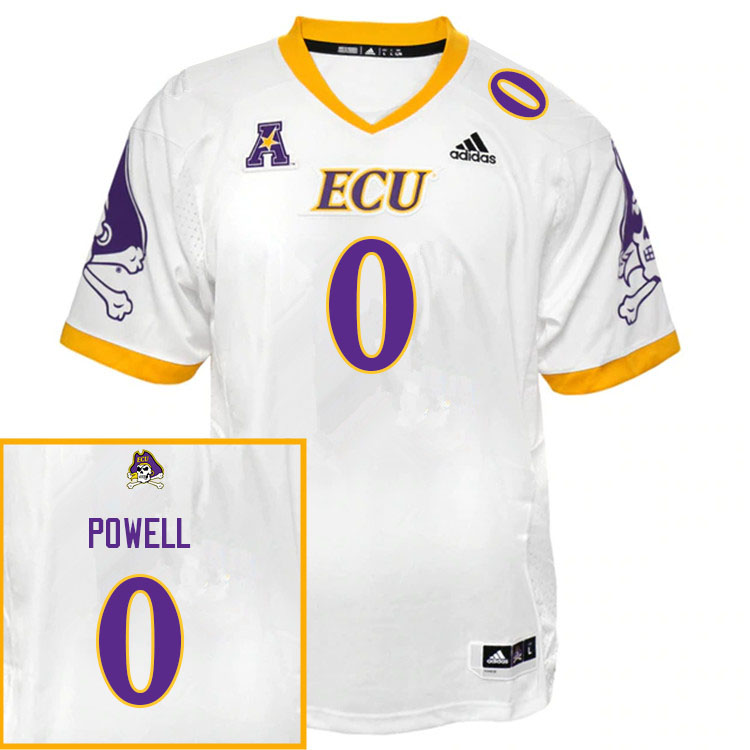 Men #0 Juan Powell ECU Pirates College Football Jerseys Sale-White - Click Image to Close